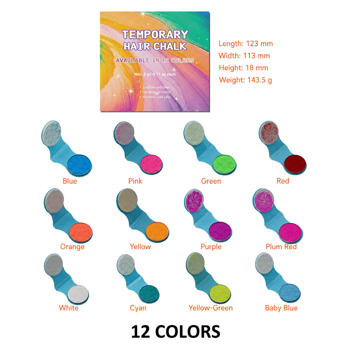 🔥Last Day 50% OFF - 🌈12-Color Temporary Hair Chalk Applicator Set