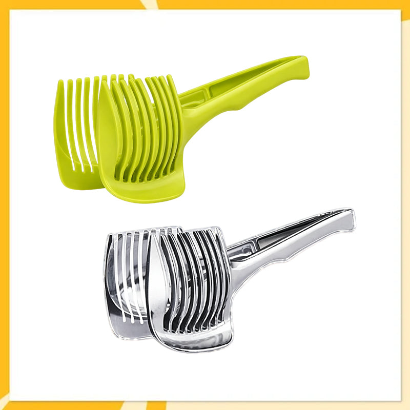 đ50% OFF NOW! Creative Kitchen Slice Cutting Tool, FoodâGrade Aluminum Alloy HandâHeld Slicer, Quick Slicing Holder for Lemon, Tomato, Onion & Soft Fruits Vegetables