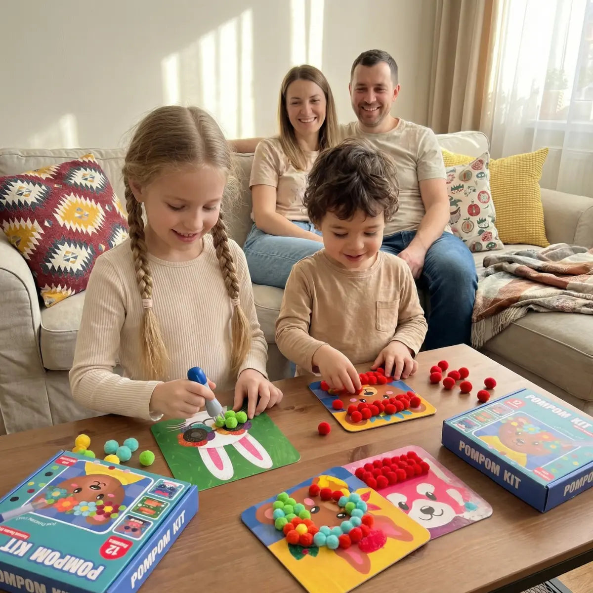 Pom Pom Kit l Create Magical 3D Animals with Fluffy Pom Poms, No Mess! (5+ years)