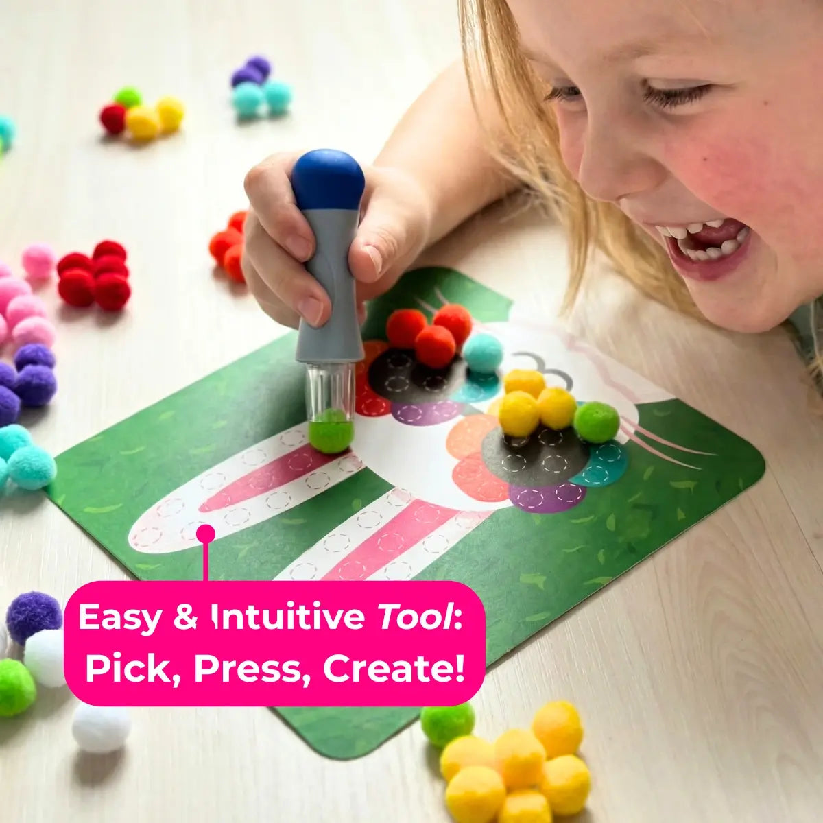 Pom Pom Kit l Create Magical 3D Animals with Fluffy Pom Poms, No Mess! (5+ years)