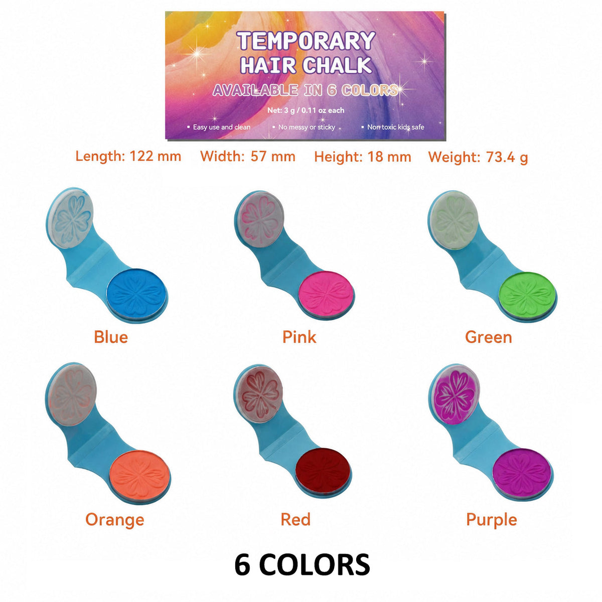 🔥Last Day 50% OFF - 🌈12-Color Temporary Hair Chalk Applicator Set