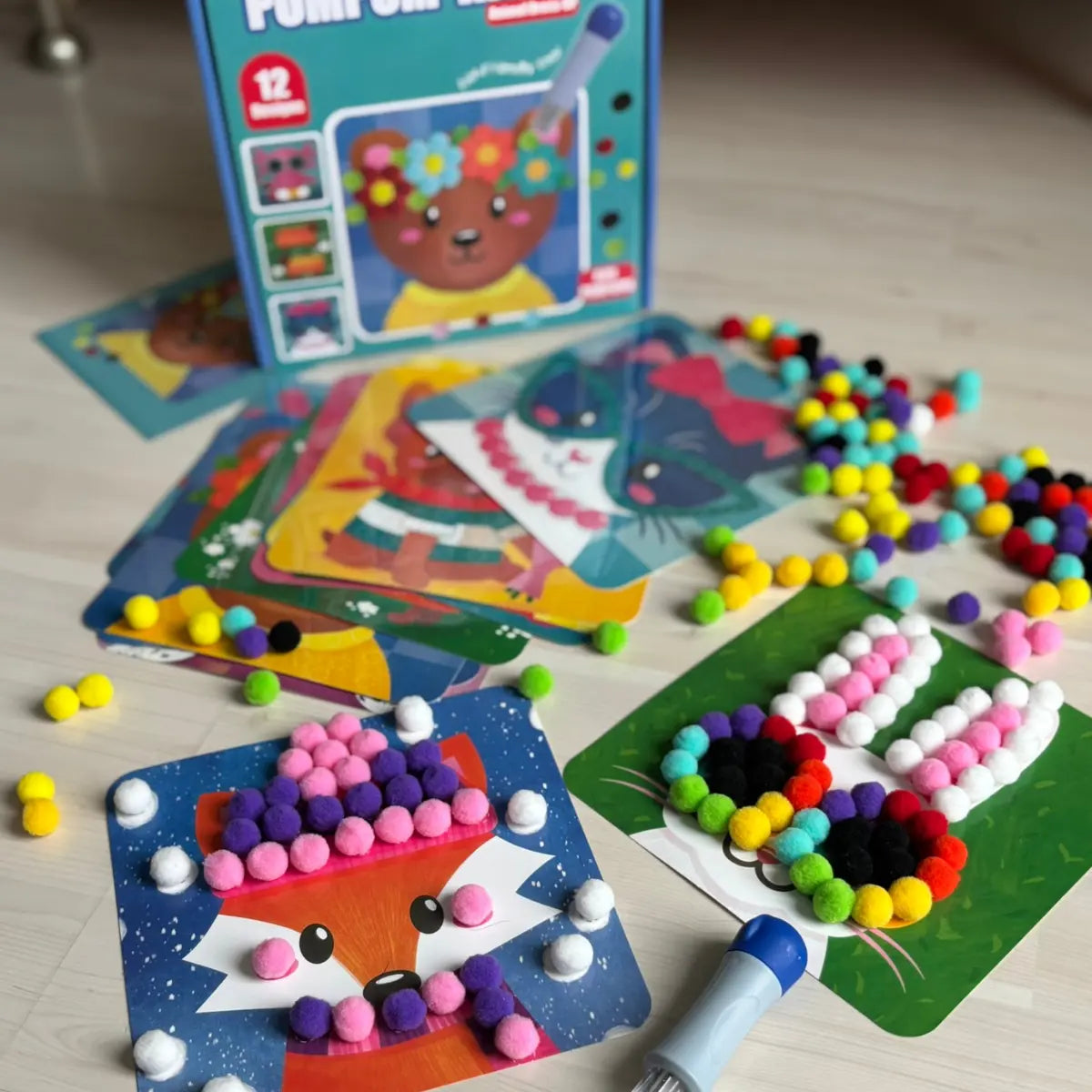 Pom Pom Kit l Create Magical 3D Animals with Fluffy Pom Poms, No Mess! (5+ years)