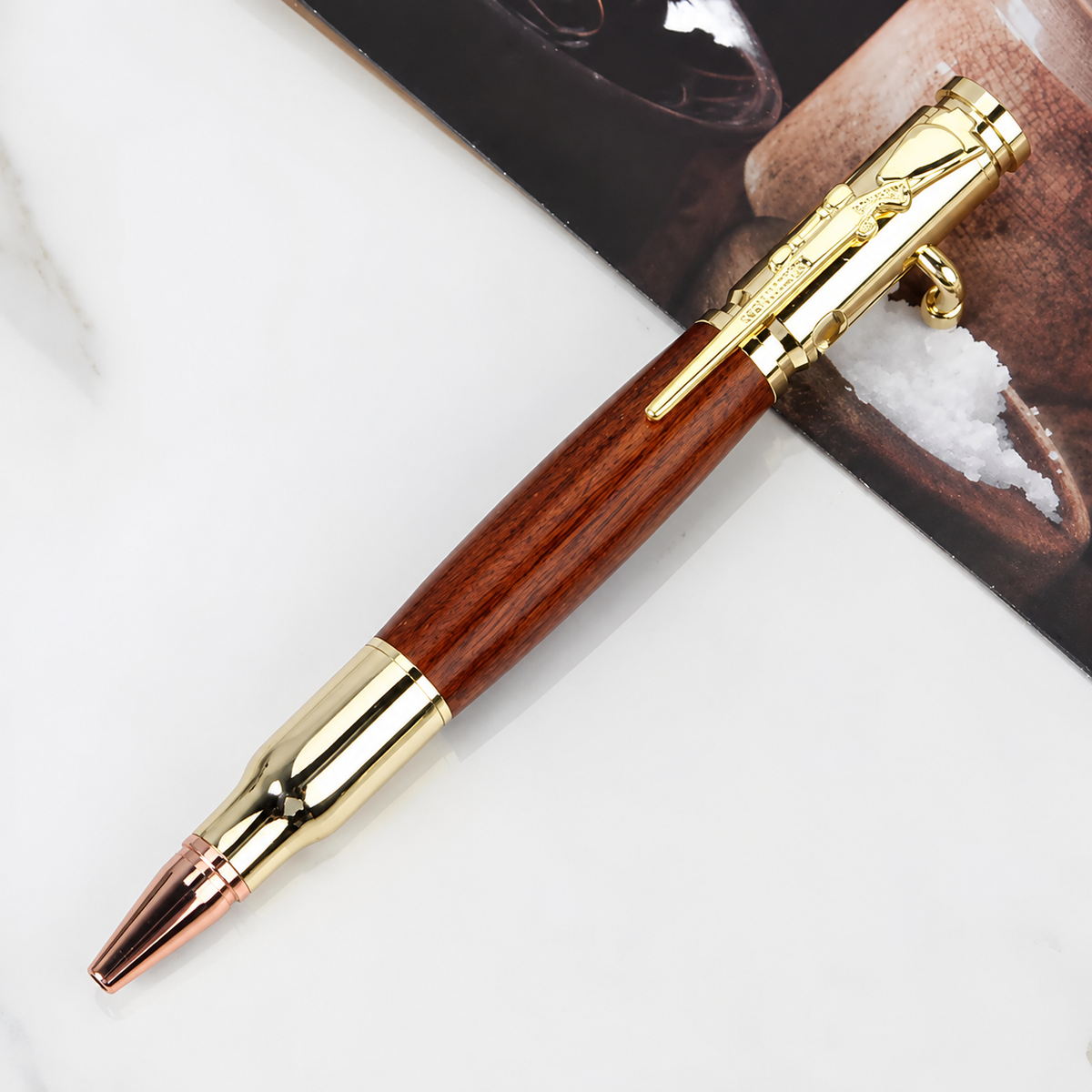 🖊100% Handmade Bolt Action Wooden Bullet Pen | Crafted From Real Wood & Bullet Casing