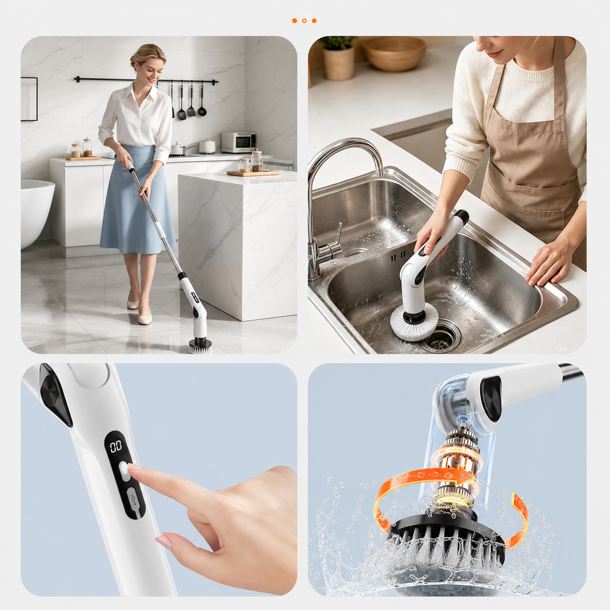Cordless Electric Spin Scrubber with 8 Interchangeable Heads
